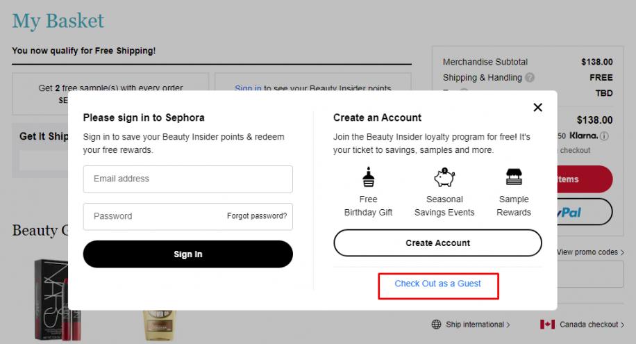 Guest Checkout Option