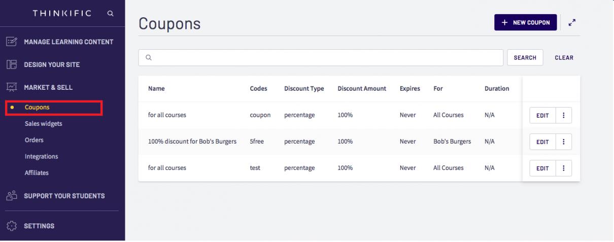 Coupons Features