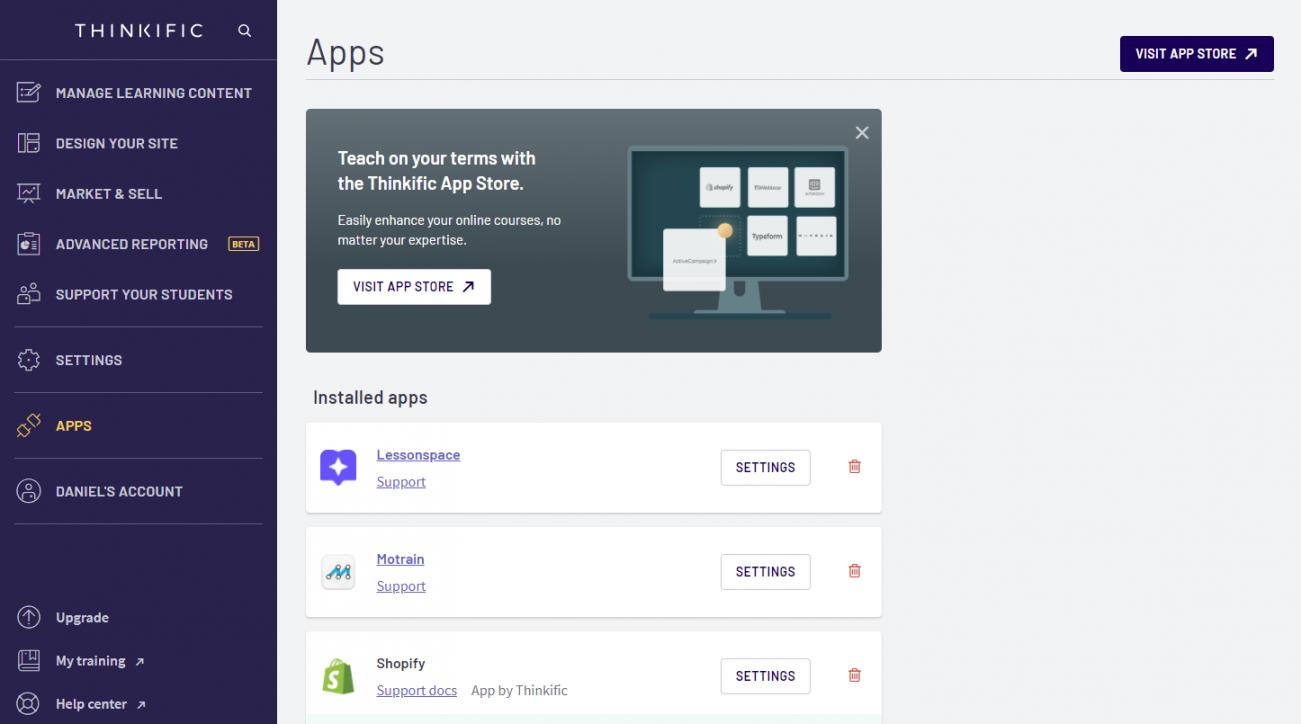 Thinkific Admin Dashboard