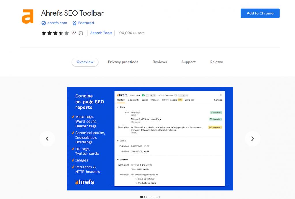 Ahrefs SEO Toolbar