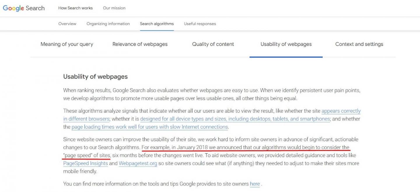 Page Speed is a ranking factor