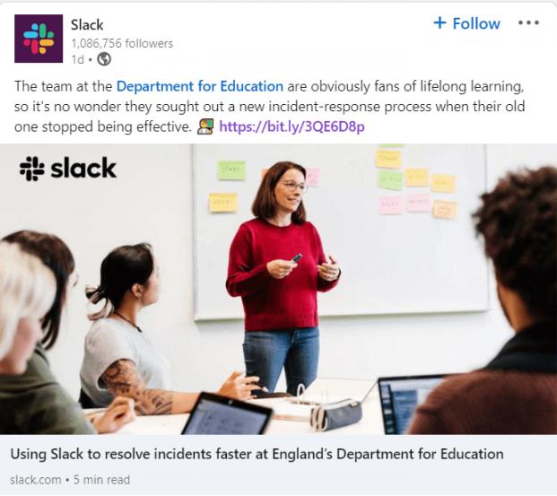 Slack sharing a blog post