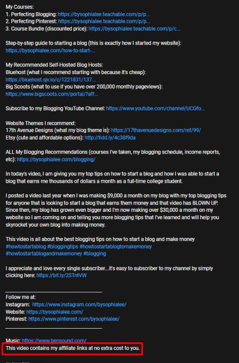 description section