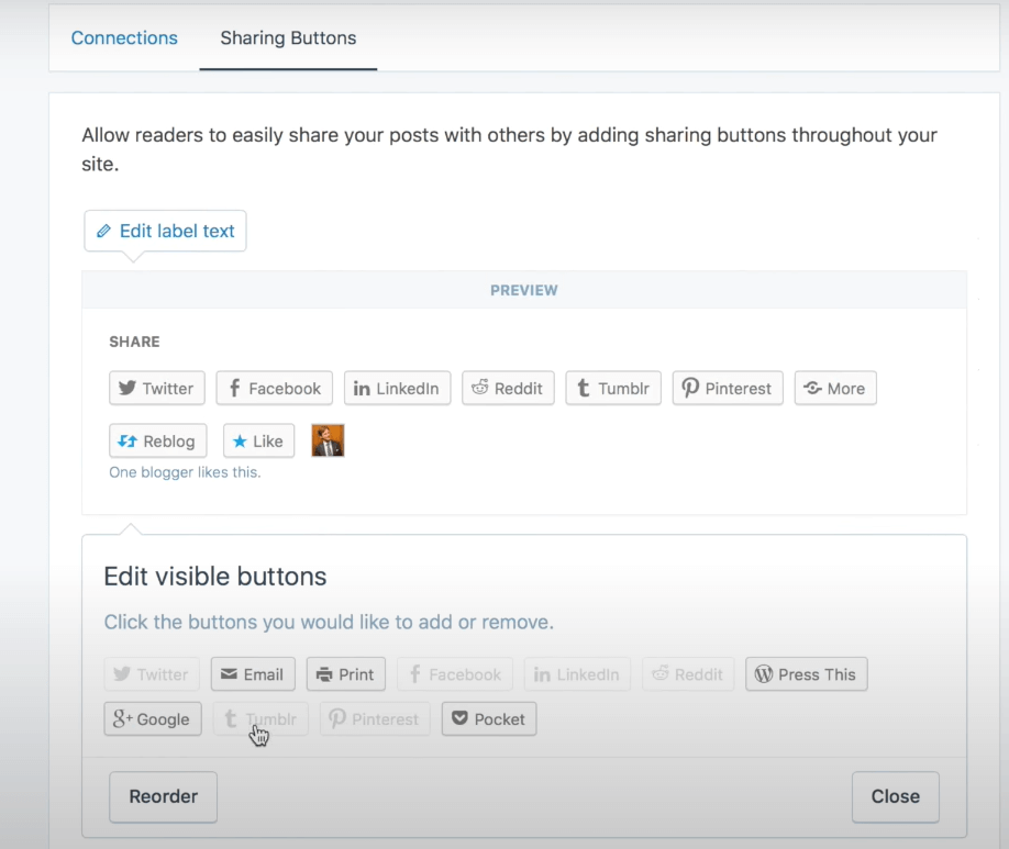 Edit visible buttons