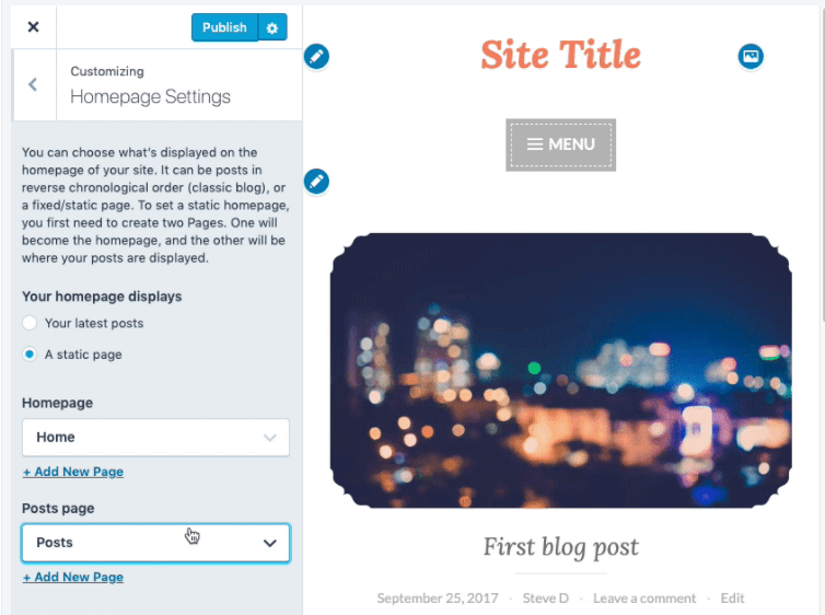 Website A static page