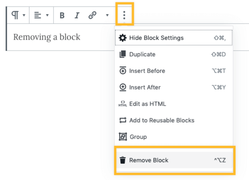 Website Remove Block