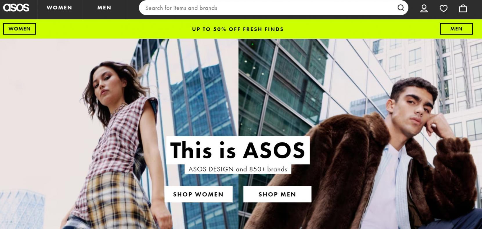 ASOS homepage design