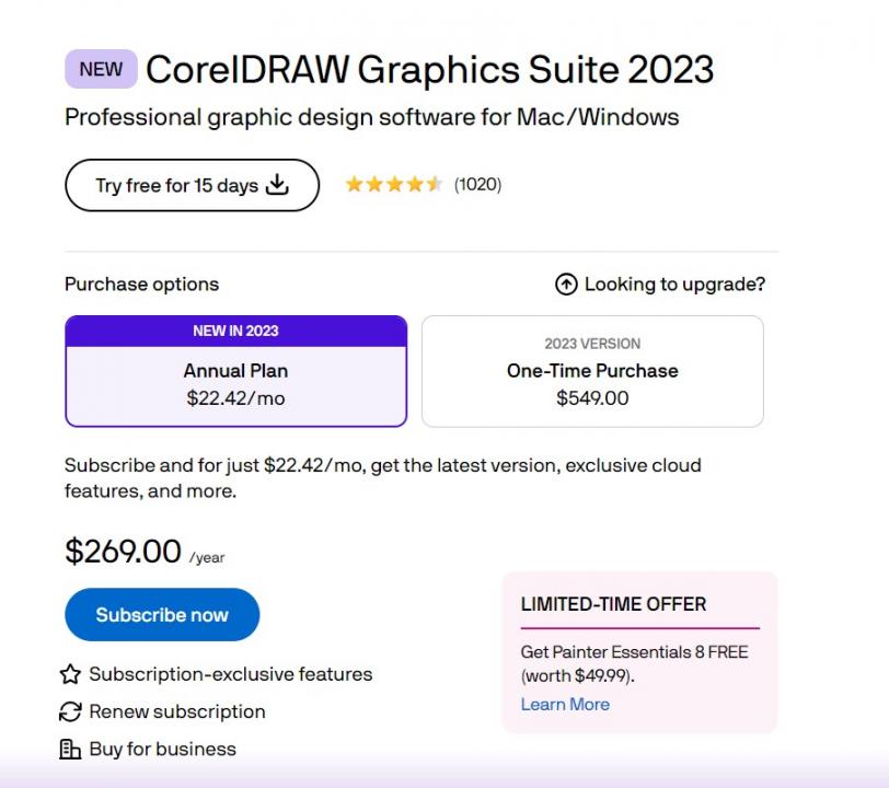 CorelDraw Graphics Suite Pricing