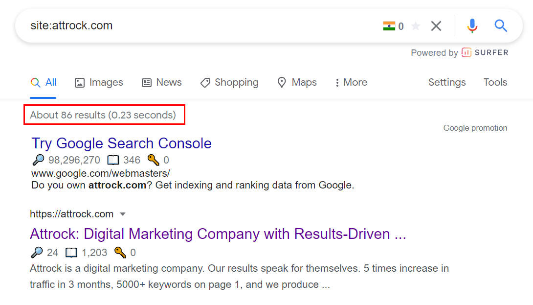 Google is indexing