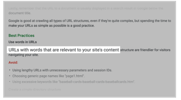 Page URL Google guidelines