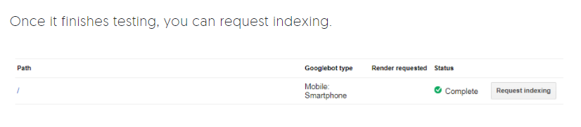 Request indexing