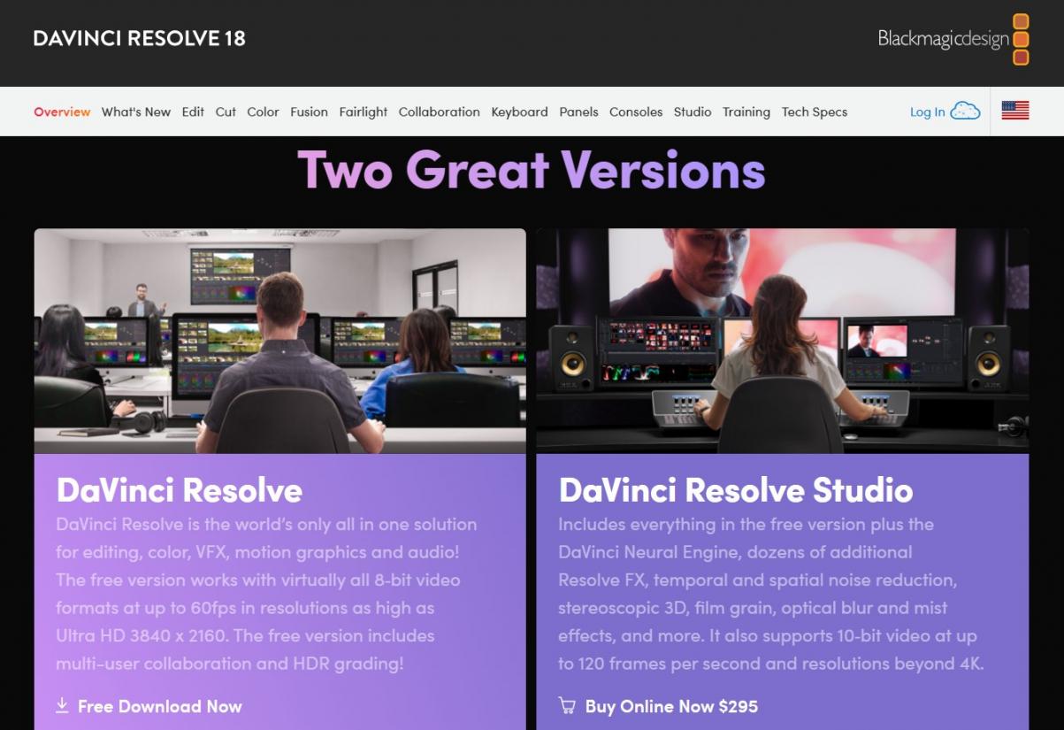 DaVinci Resolve Pricing