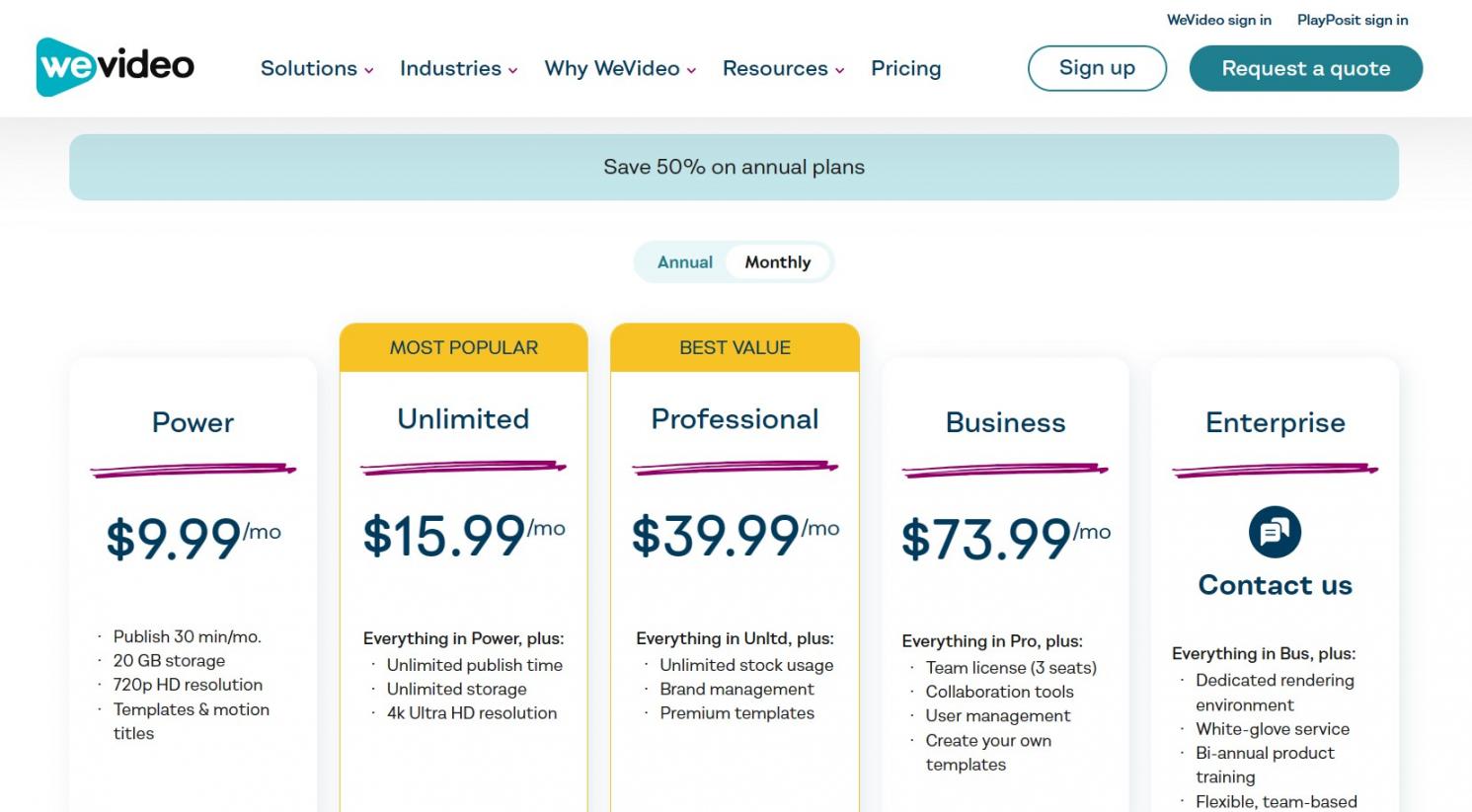 WeVideo Pricing