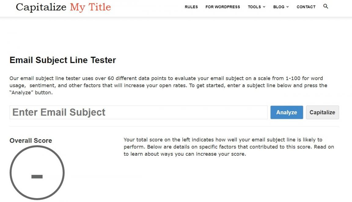 Email Subject Line Tester by Capitalize My Title