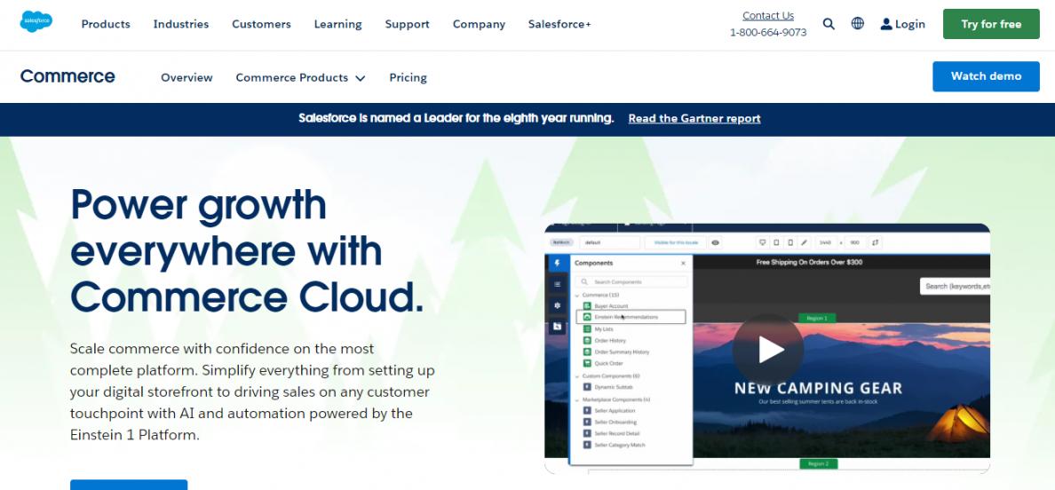 Saleforce cloud commerce homepage