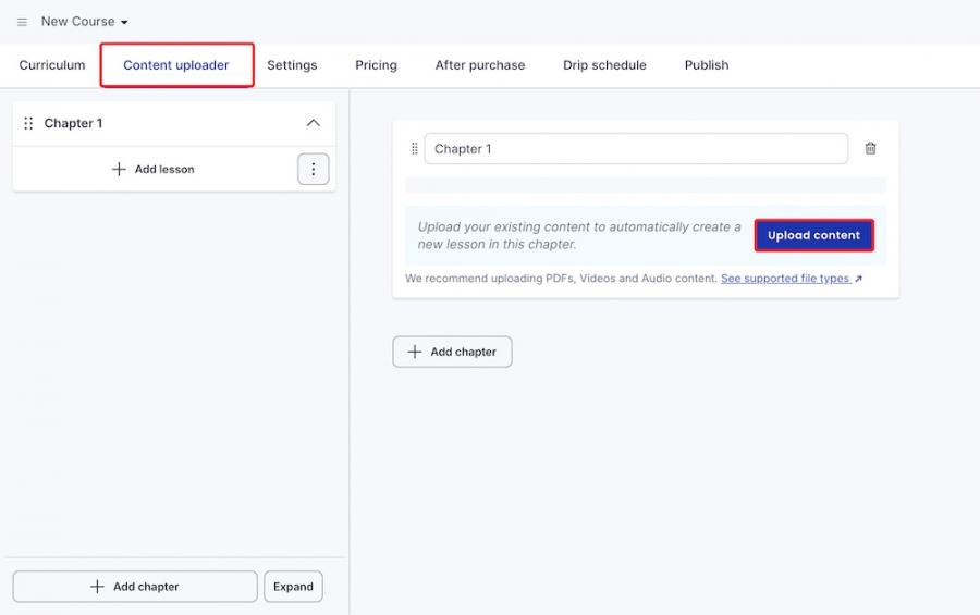 content uploader