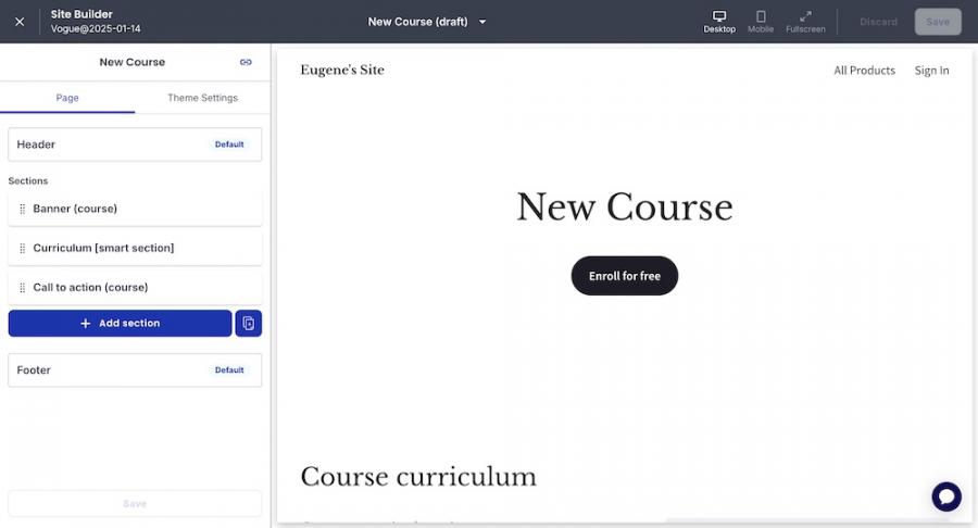 landing page