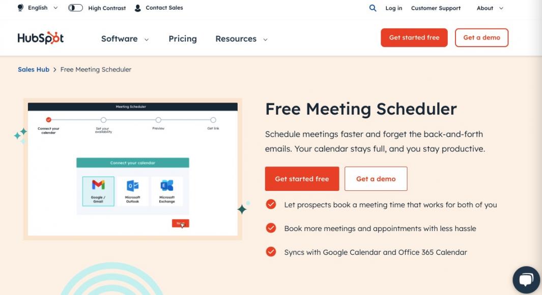 HubSpot Meeting Scheduler Homepage