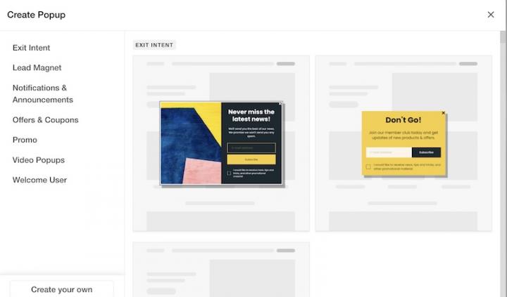 create pop-up