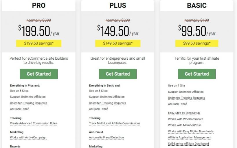Easy affiliate pricing