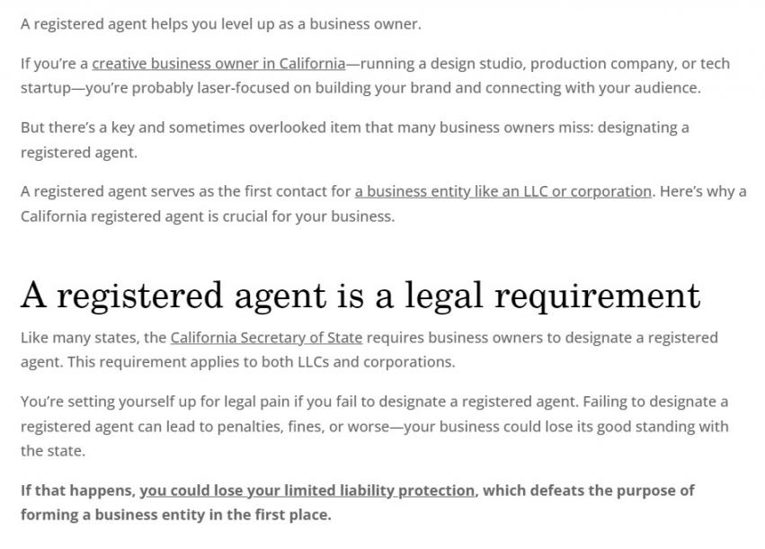 Example of Internal linking in law firm website