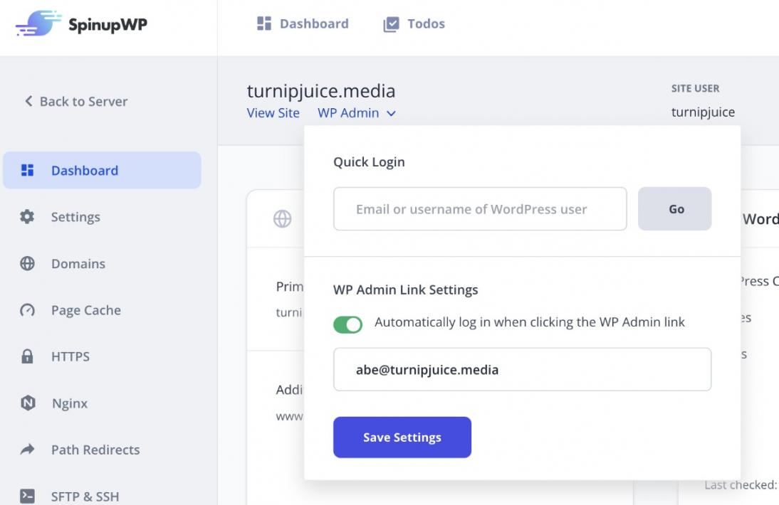Spinup WordPress magic login