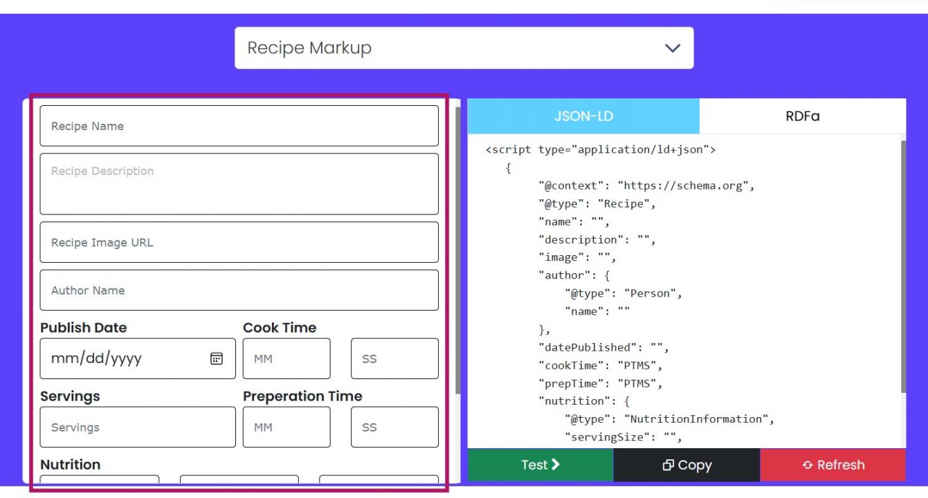 recipe markup