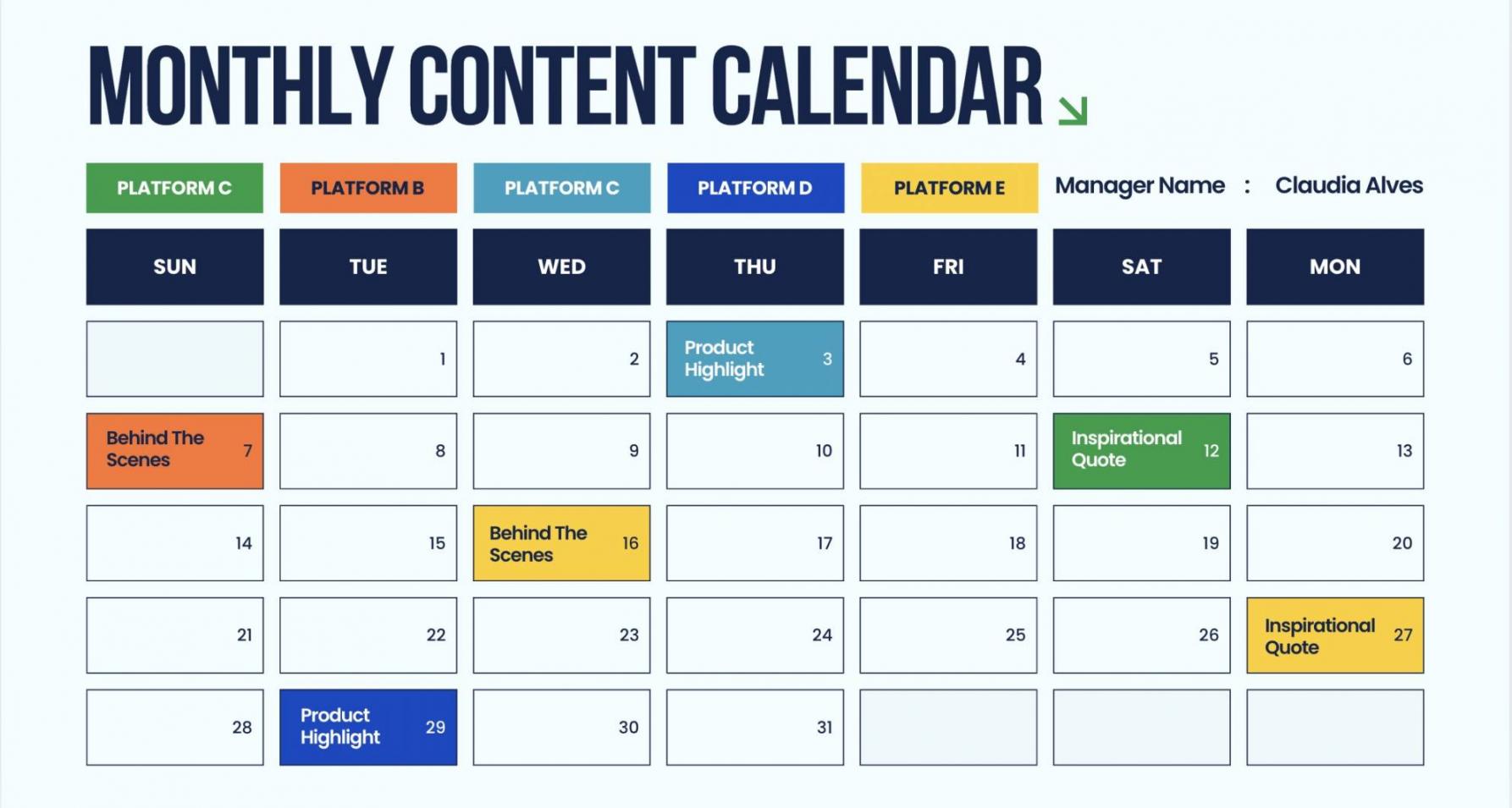 content calendar