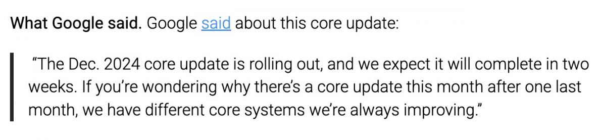 core update quote