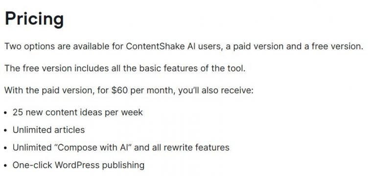 ContentShake pricing