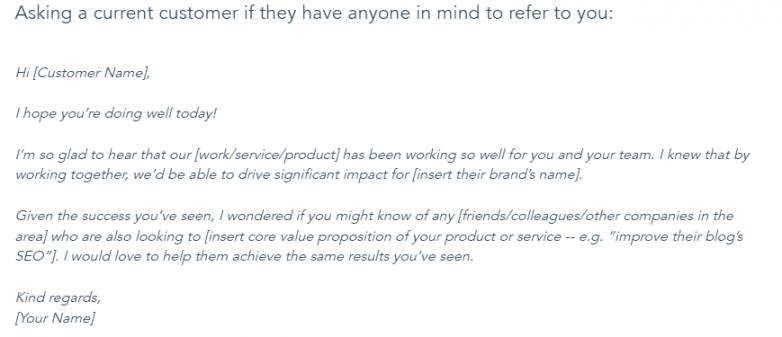 Example of referral email