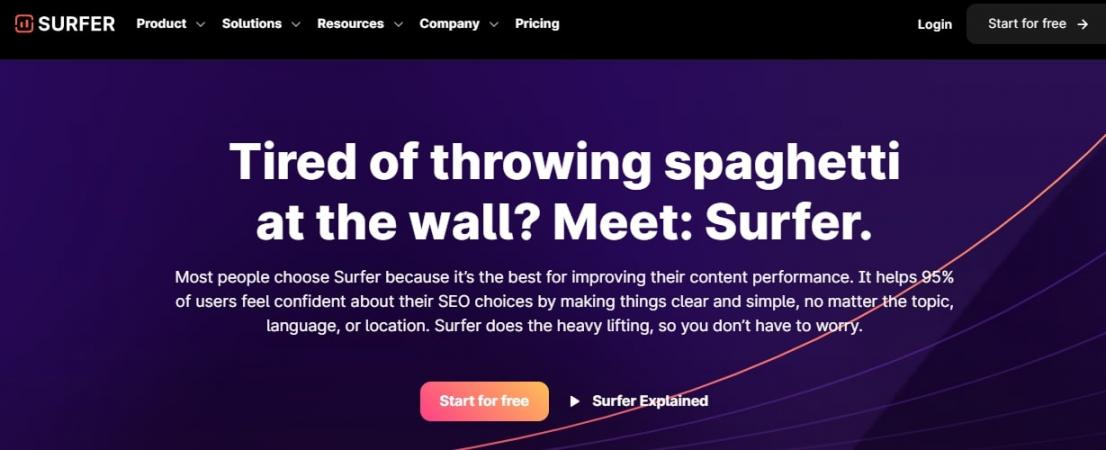 Surfer SEO Home Page