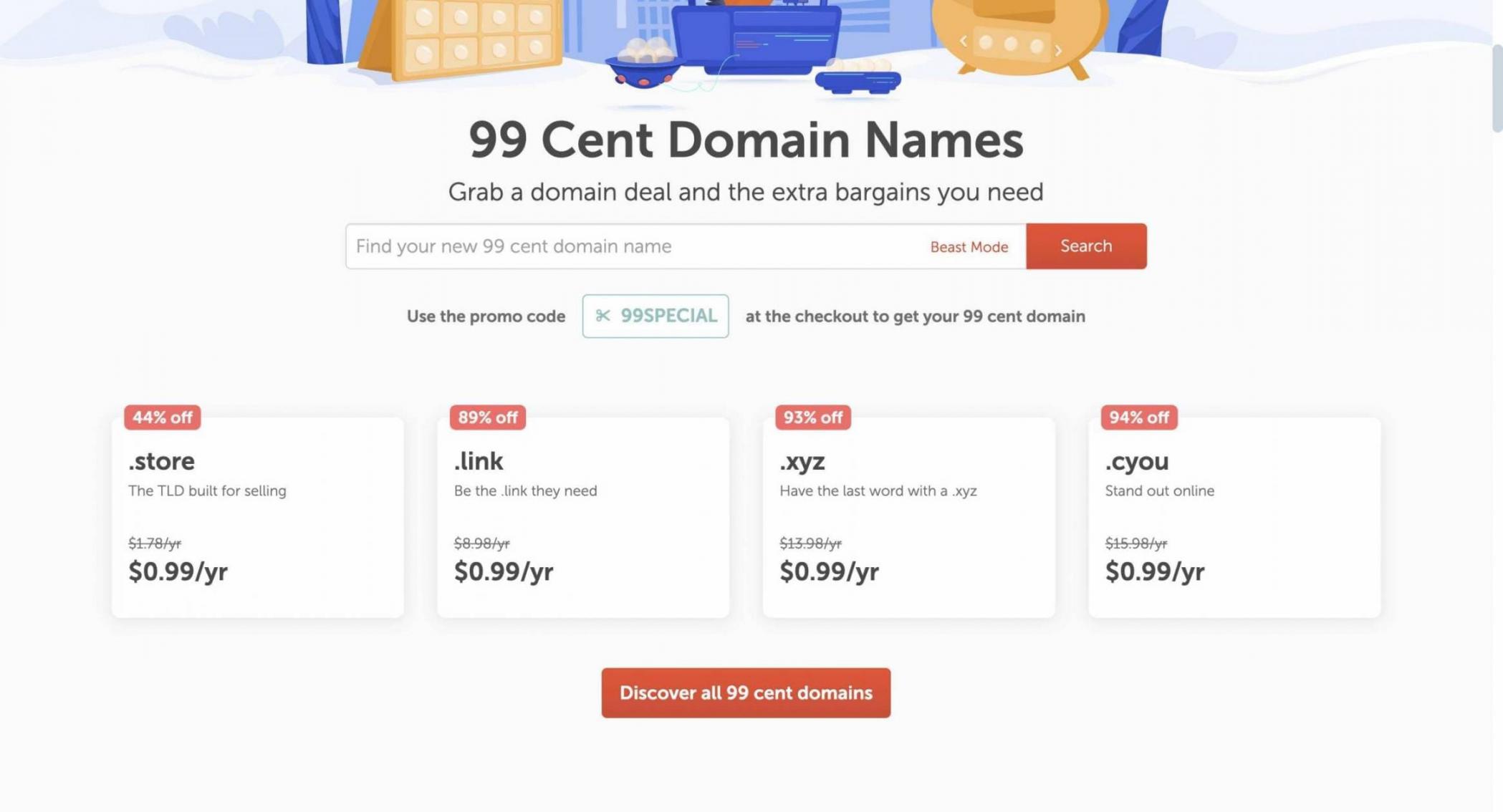99 cent dormains