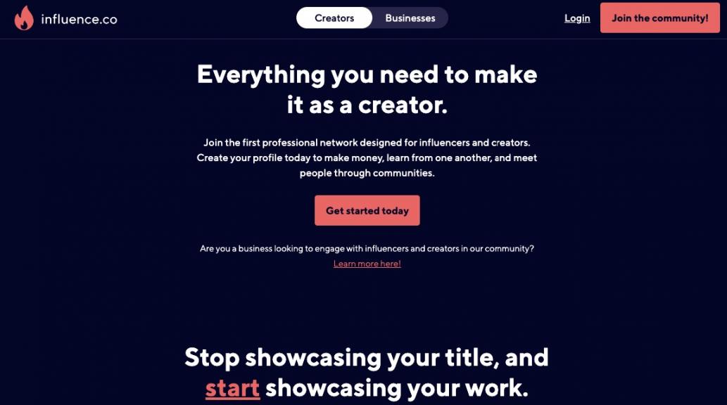 Influence.co Homepage