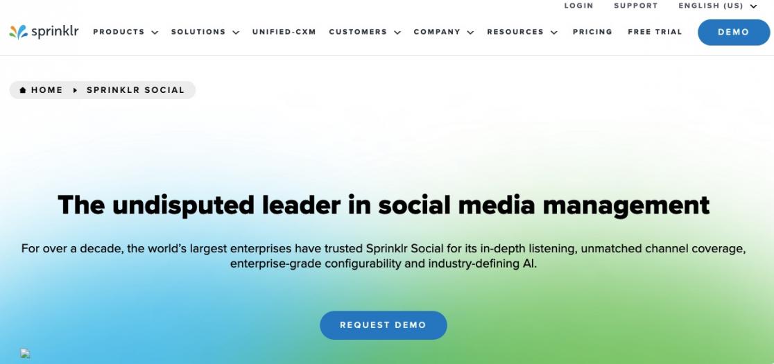 Sprinklr Social Homepage