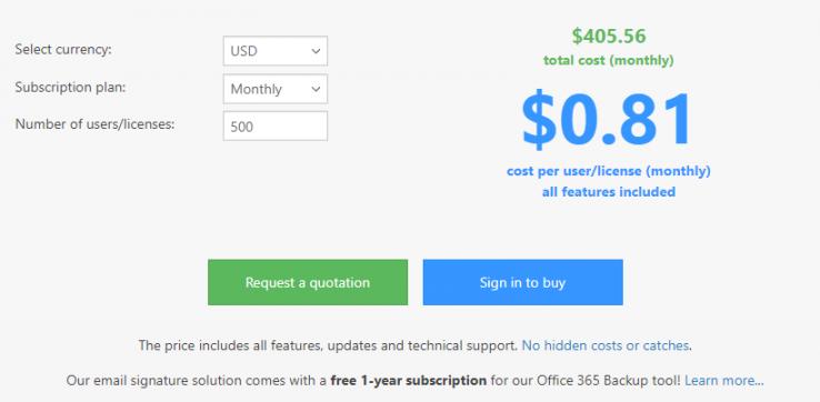 CodeTwo Email Signatures 365 - pricing