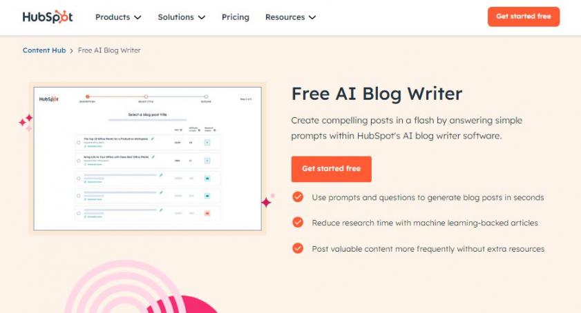 Hubspot blog writer homepage