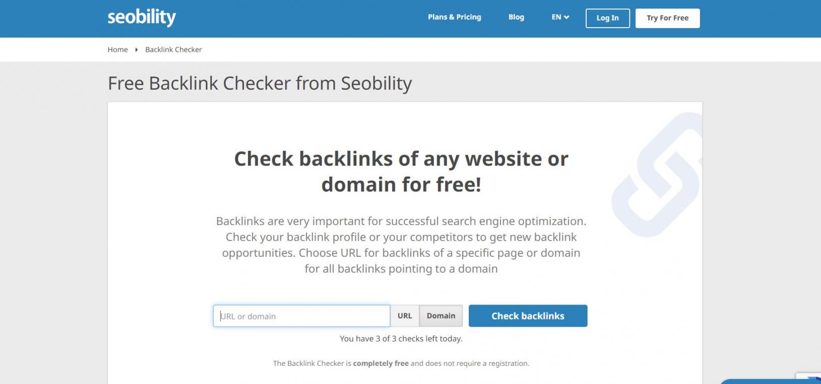 Seobility backlink checker image