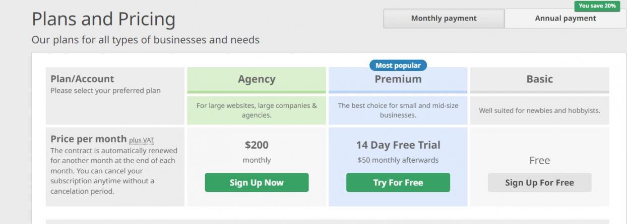 Seobility pricing image