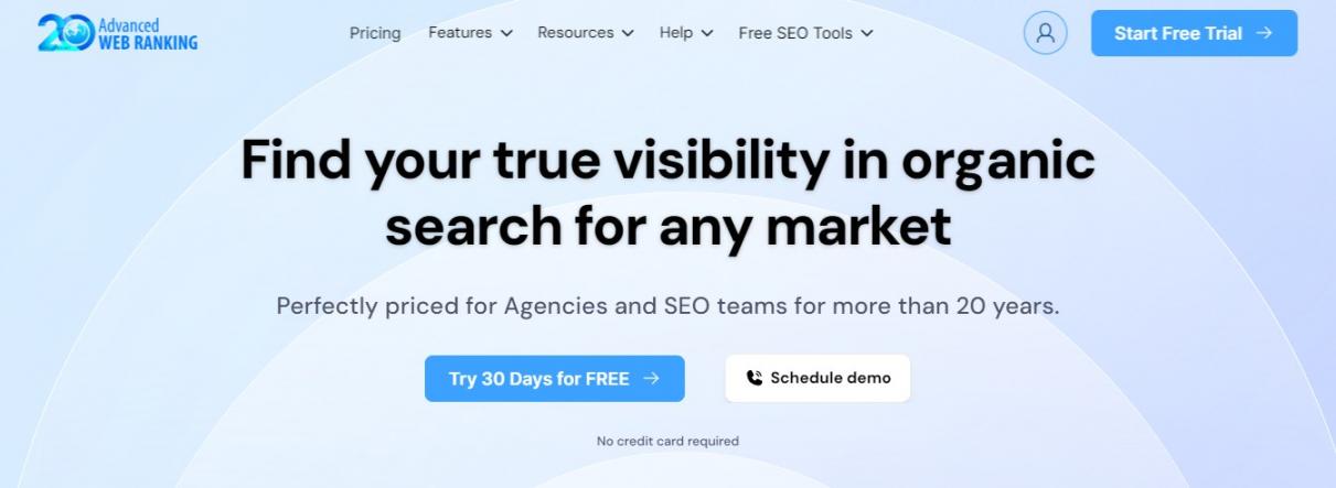 Advanced web ranking homepage