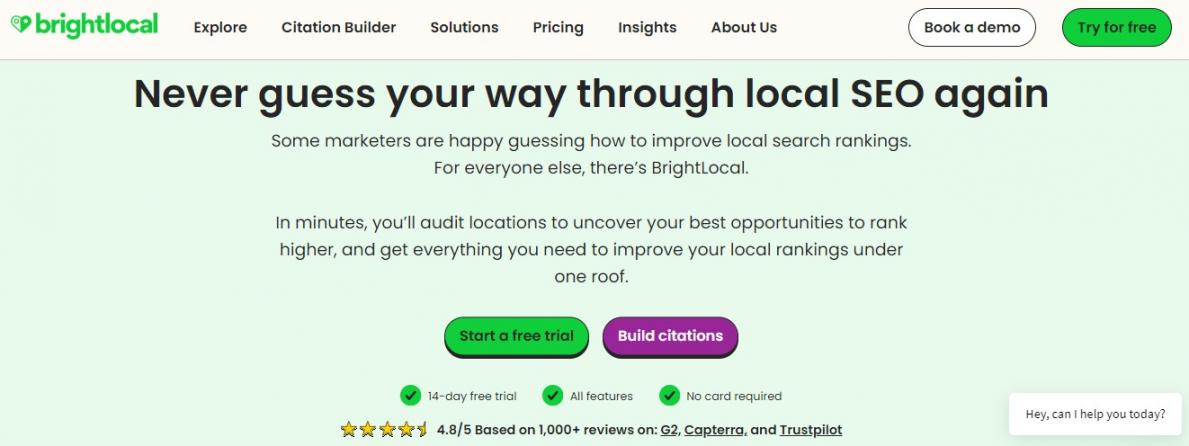 Bright local homepage