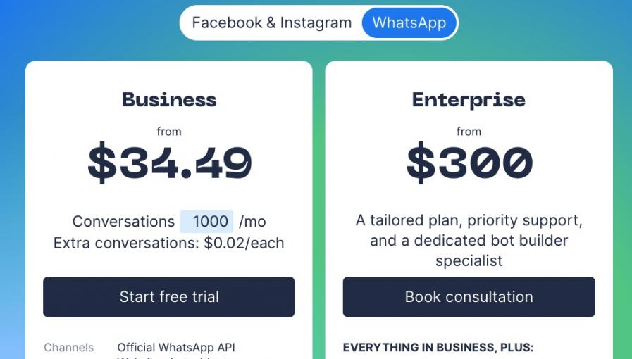 Chatfuel Whatsapp pricing