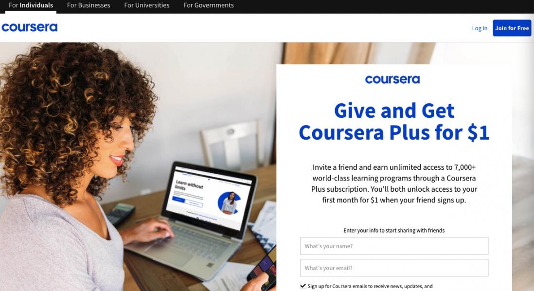 Coursera Referral Homepage