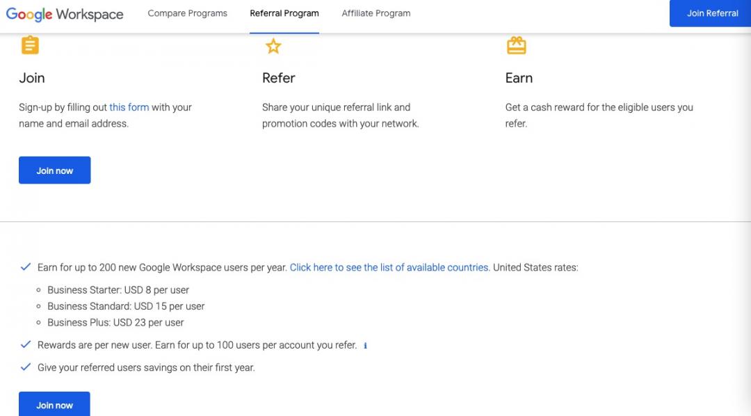 Google workspace referral Homepage