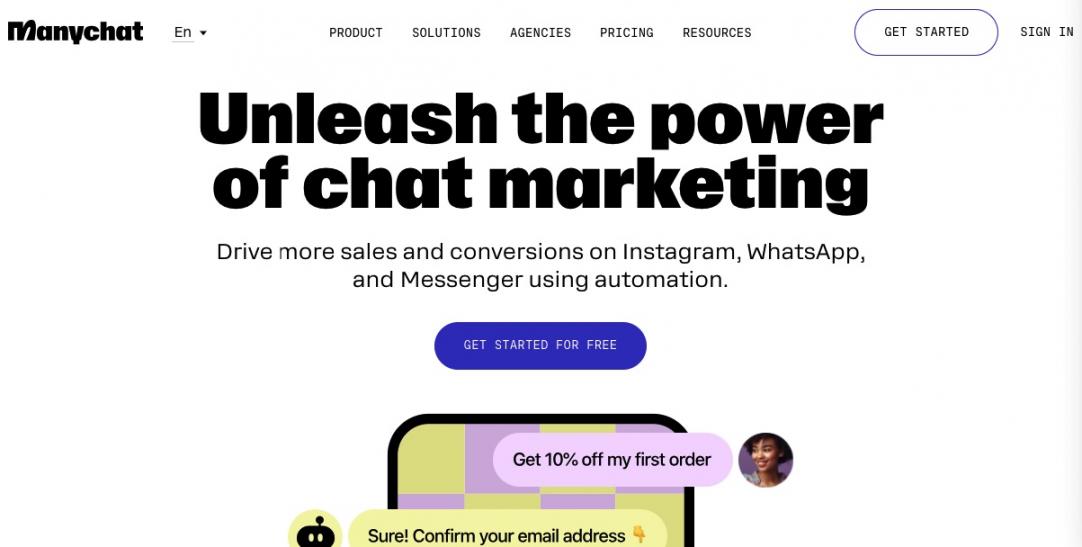 Manychat Homepage