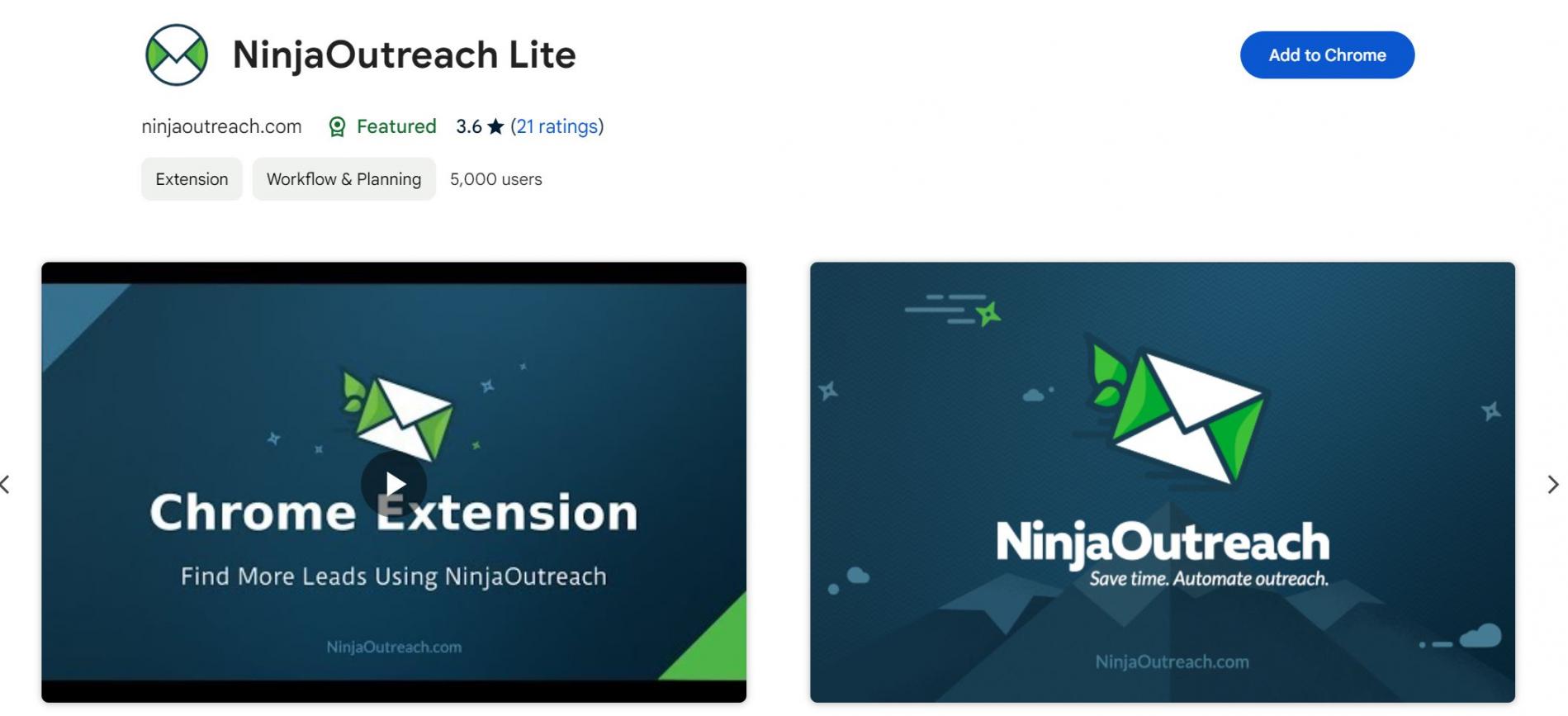 Ninja outreach hompage