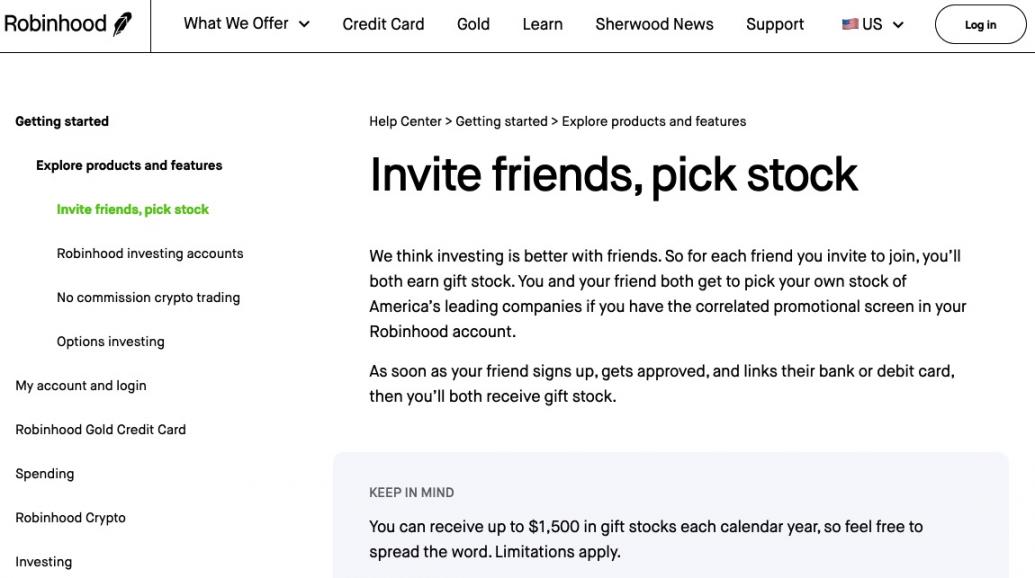 Robinhood Referral Homepage