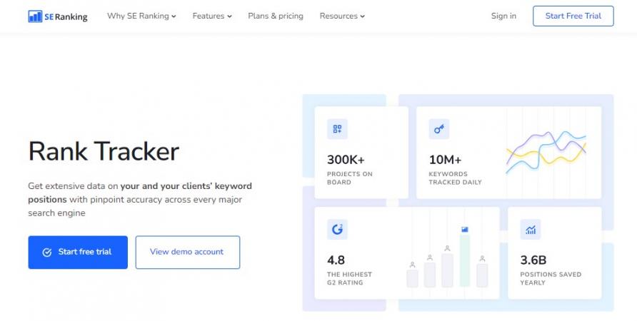 SE Ranking homepage