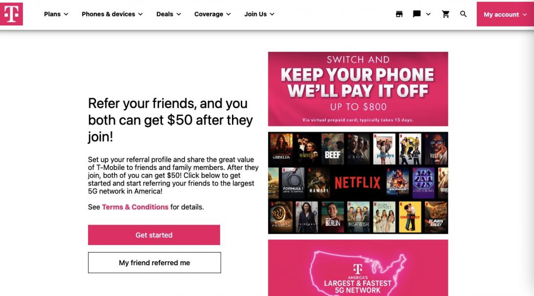 T-mobile referral Homepage