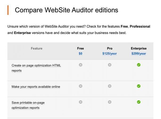 Website Auditor Pricing